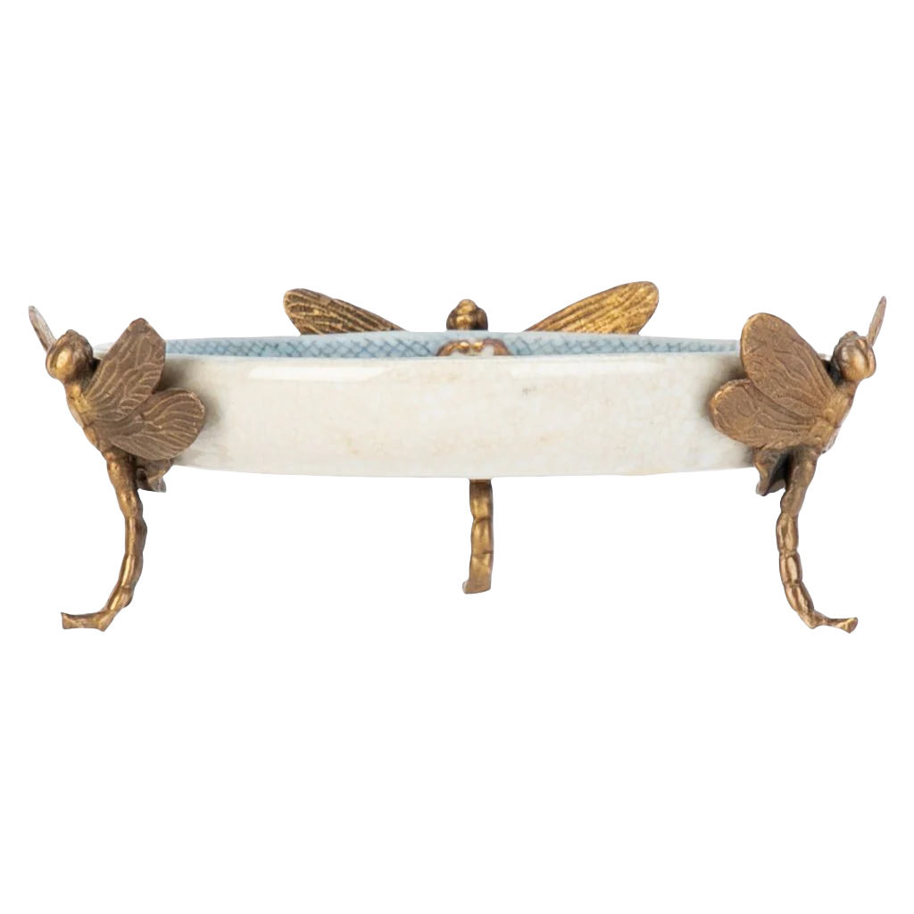 Satin Grass Ormolu Dragonfly Dish