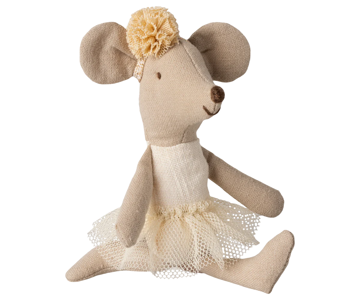 Little Sister Ballerina Mouse in Off-White Tutu