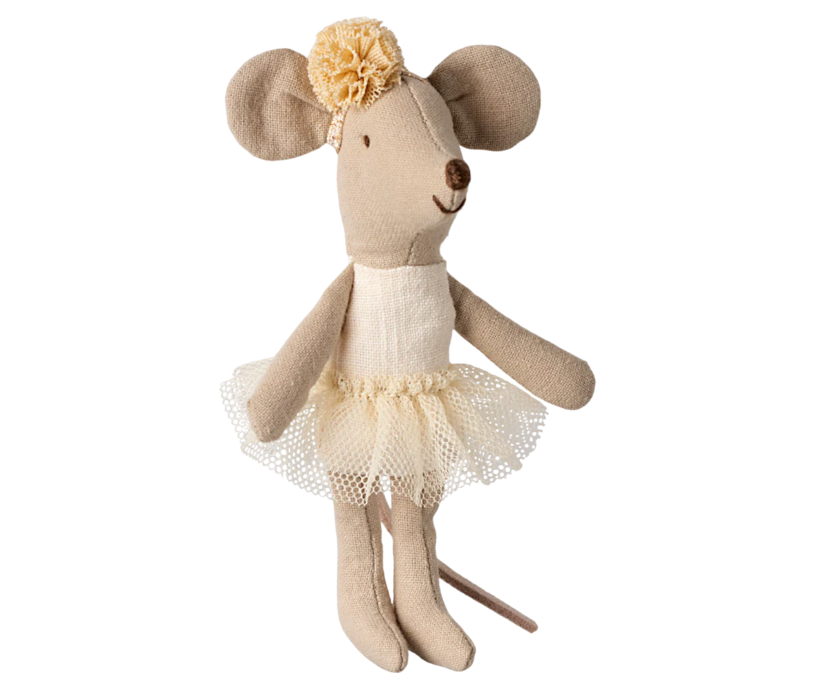 Little Sister Ballerina Mouse in Off-White Tutu