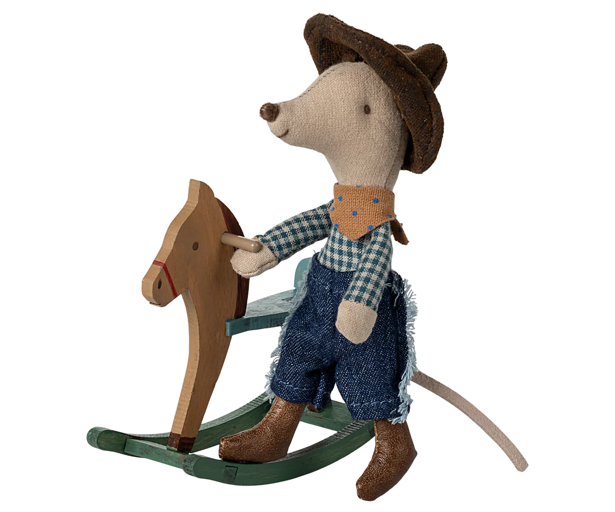 Little Brother Cowboy Mouse with Rocking Horse