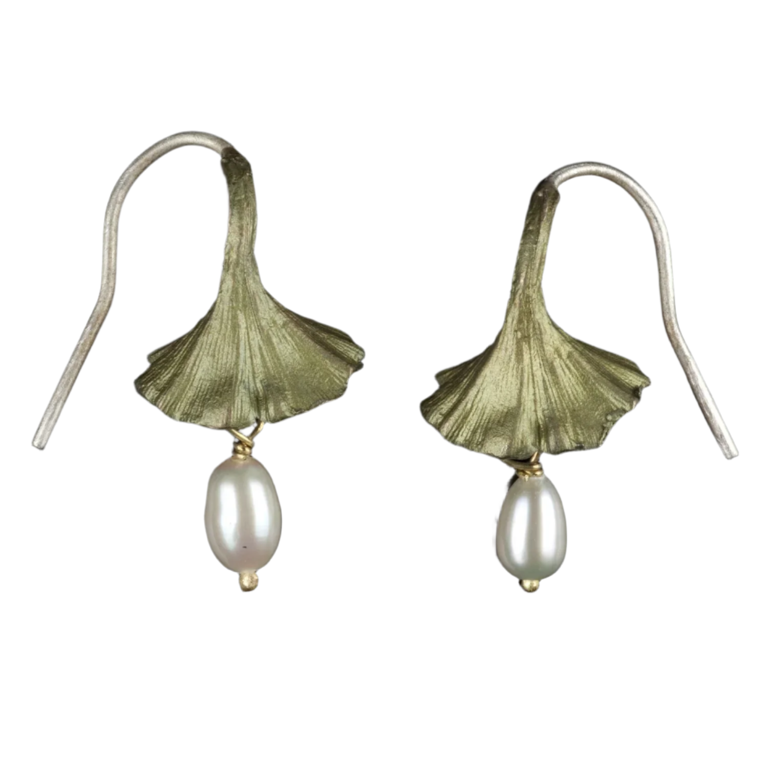 Ginkgo Pearl Drop Earrings