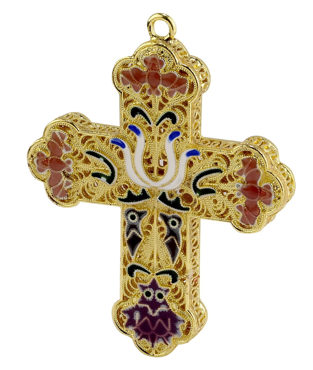 Gold & Pink Fillagree Cross Ornament