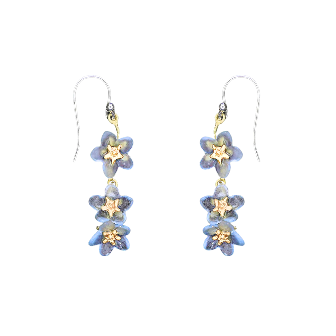 Forget Me Not Triple Flower Drop Earrings