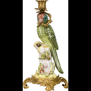 Right-Facing Green Parrot Candle Holder