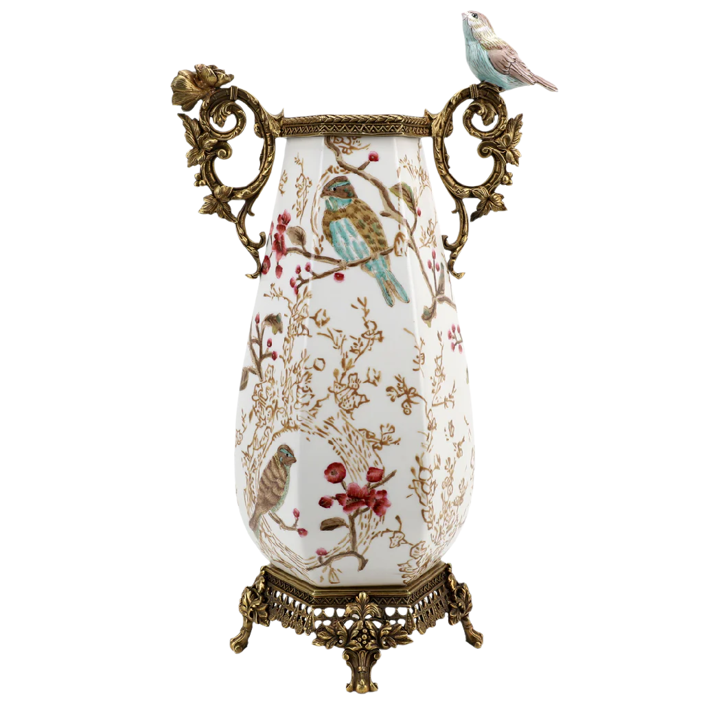 Robin Morning Bronze Ormolu Vase