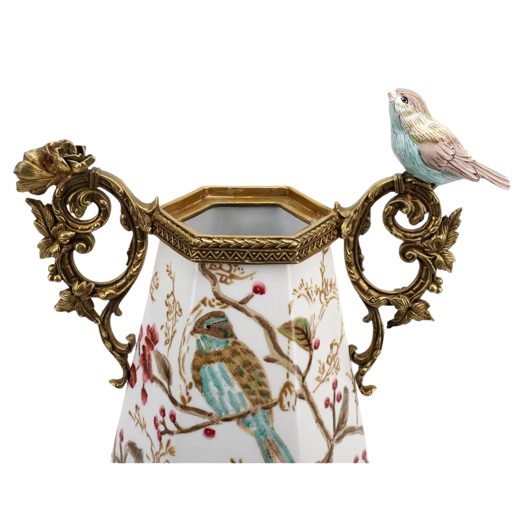 Robin Morning Bronze Ormolu Vase