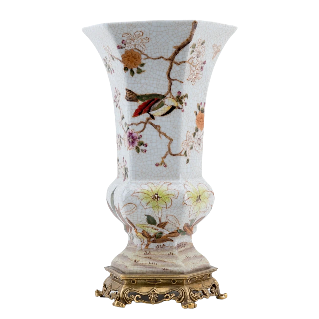 Florals & Birds Hexagonal Vase