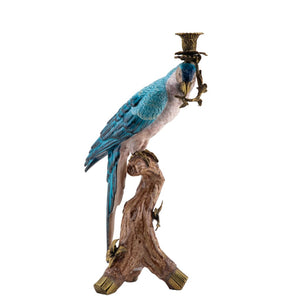Right-Facing Blue Parrot Candlestick Holder