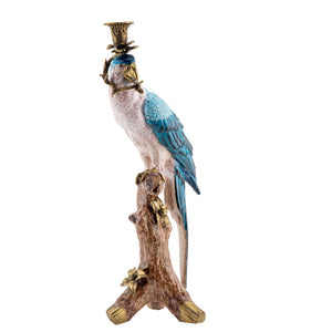 Left-Facing Blue Parrot Candlestick Holder