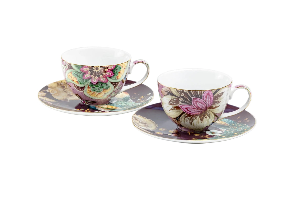 Peacock Lotus Garden Cup & Saucer Set