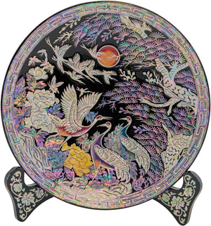 Cranes in Flight Mother-of-Pearl Inlaid Plate