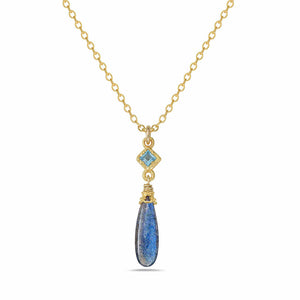 Labradorite and Blue Topaz Drop Necklace