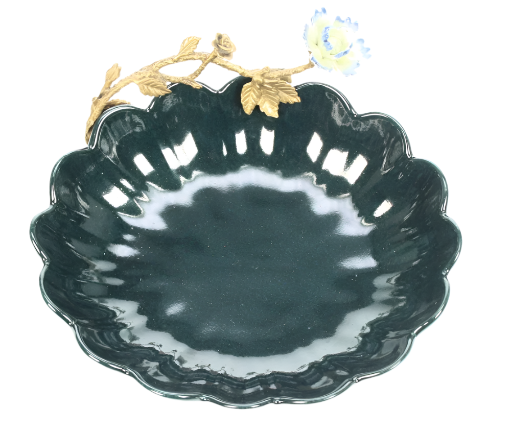 Dark Green Floral Basin
