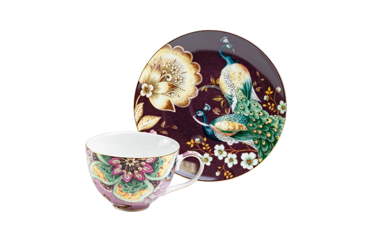 Peacock Lotus Garden Cup & Saucer Set