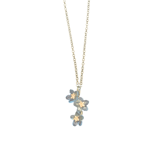 Forget Me Not Triple Flower Pendant Necklace
