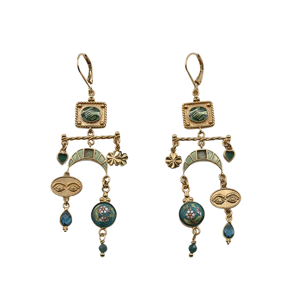 Sacha Arch Blue Medallion Earrings