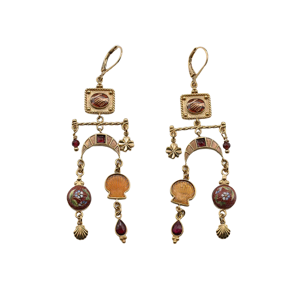 Sacha Arch Red Medallion Earrings