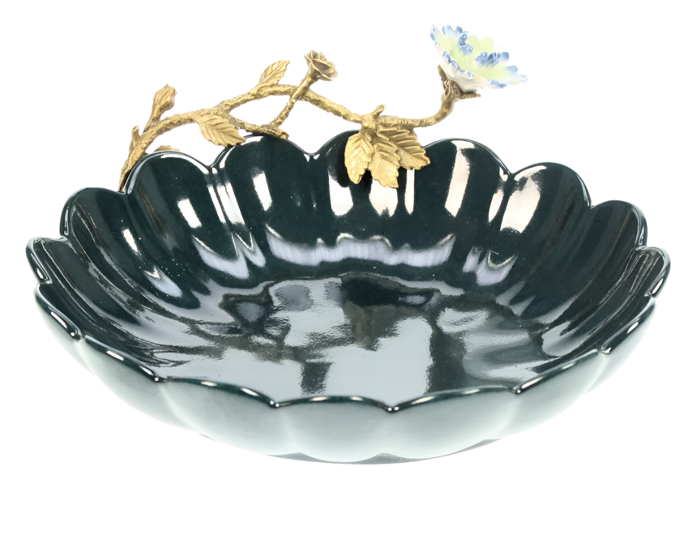 Dark Green Floral Basin