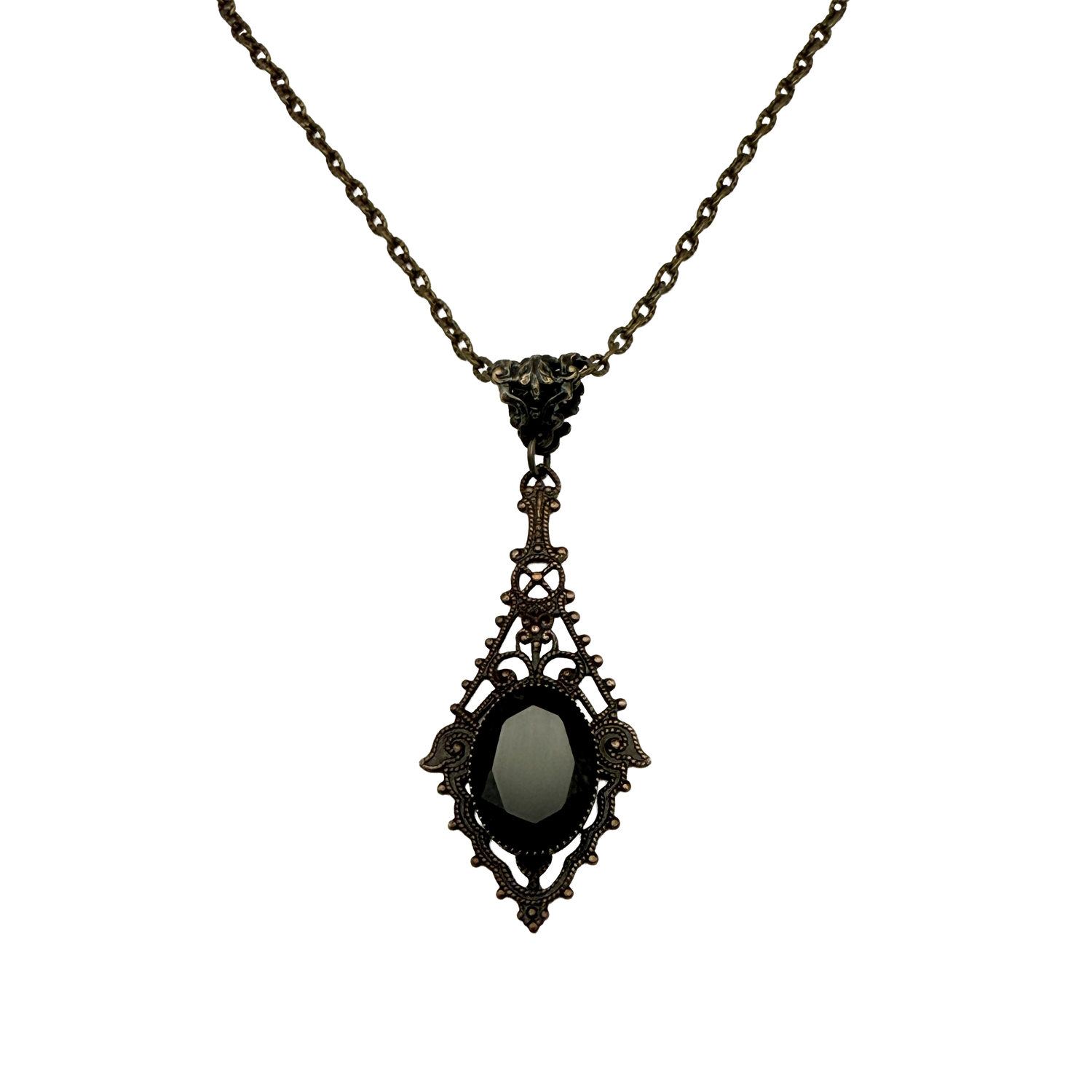 Faceted Black Onyx Pendant Necklace