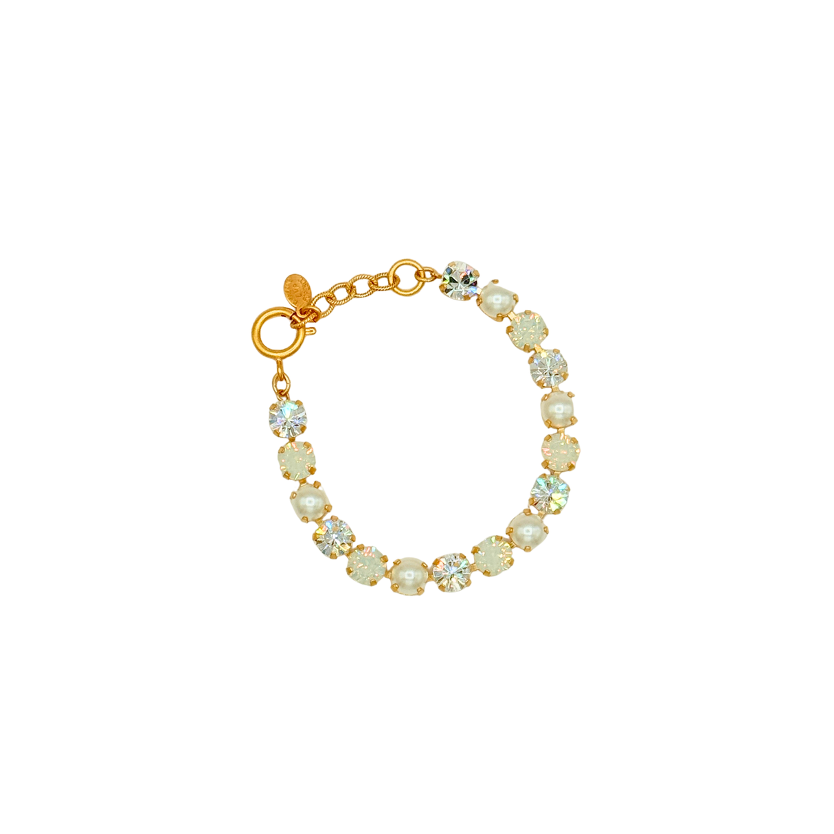 Gold & Pearl Champagne Crystal Bracelet