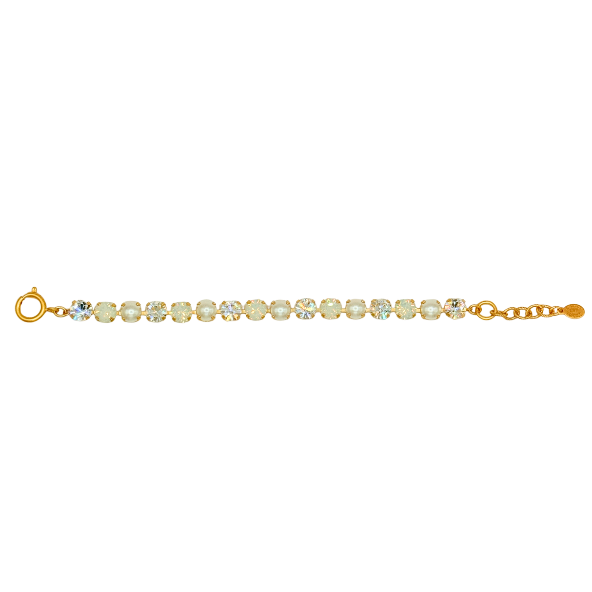 Gold & Pearl Champagne Crystal Bracelet