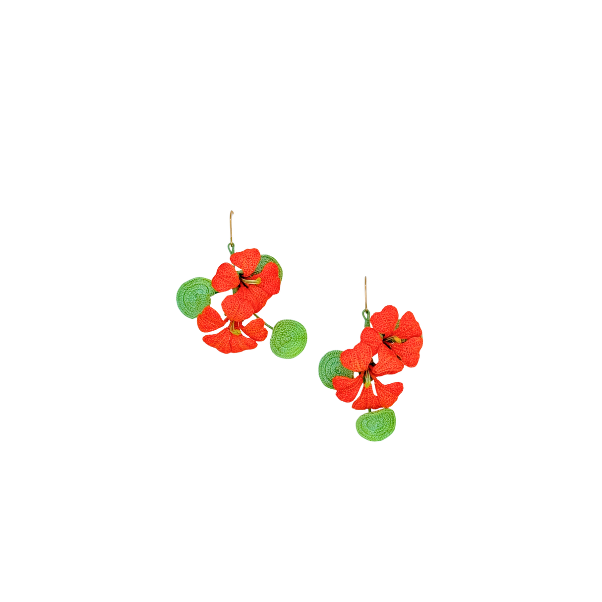 Crochet Nasturtium Bloom Cluster Earrings