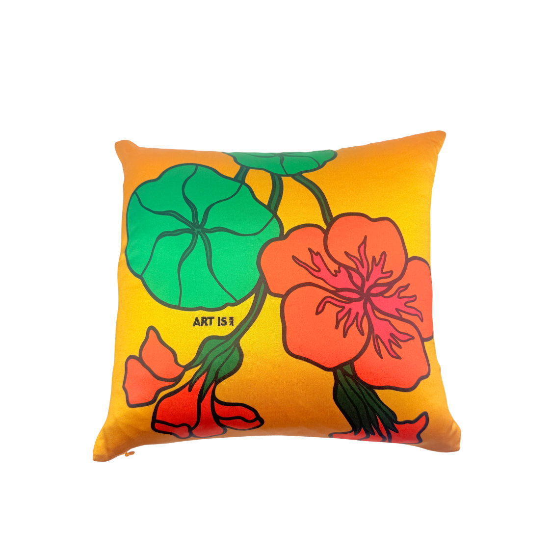 Sunset Nasturtiums Silk Pillow