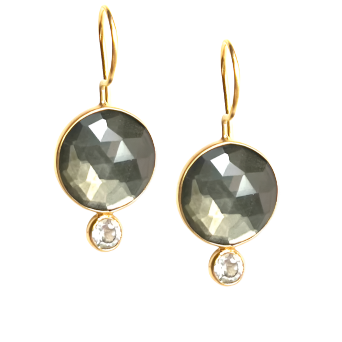 Pyrite Doublet Midi Earrings