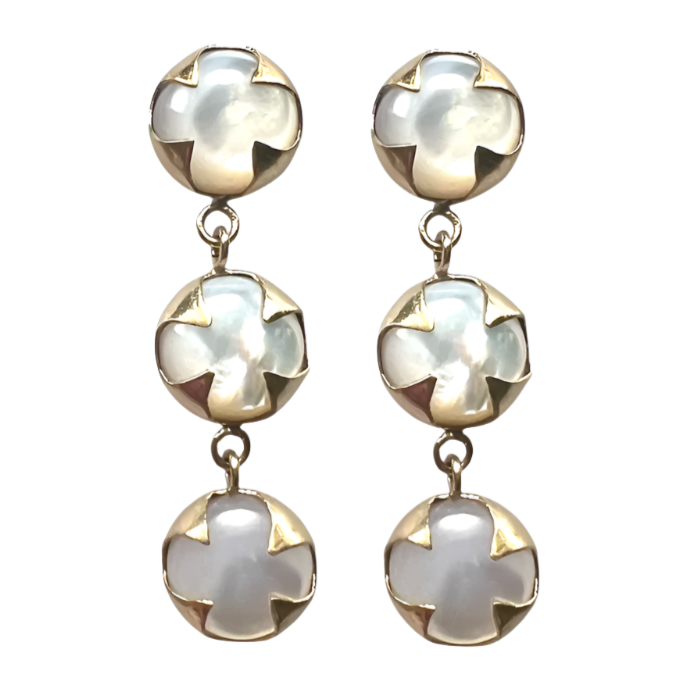 Triple Pearl Clover Earrings
