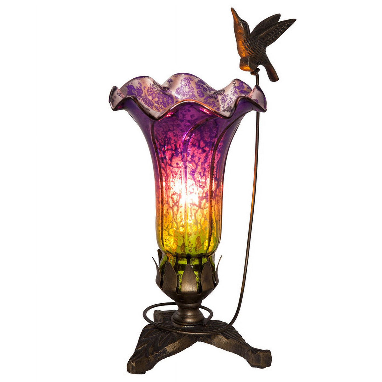 Purple & Gold Hummingbird Lamp