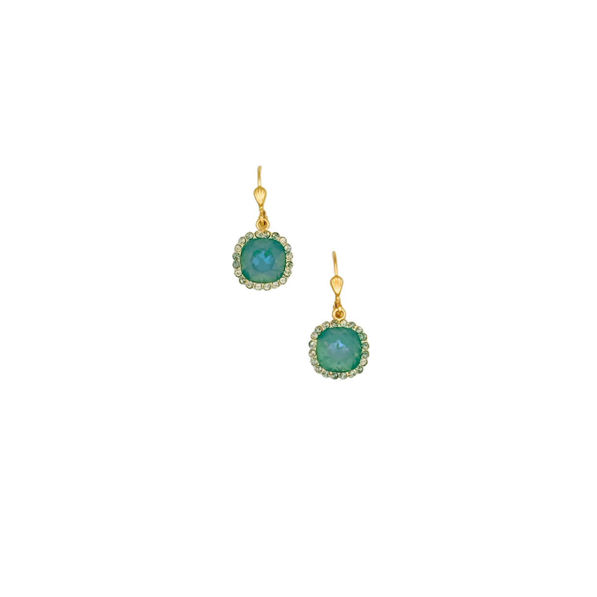 Round Turquoise Crystal Earrings