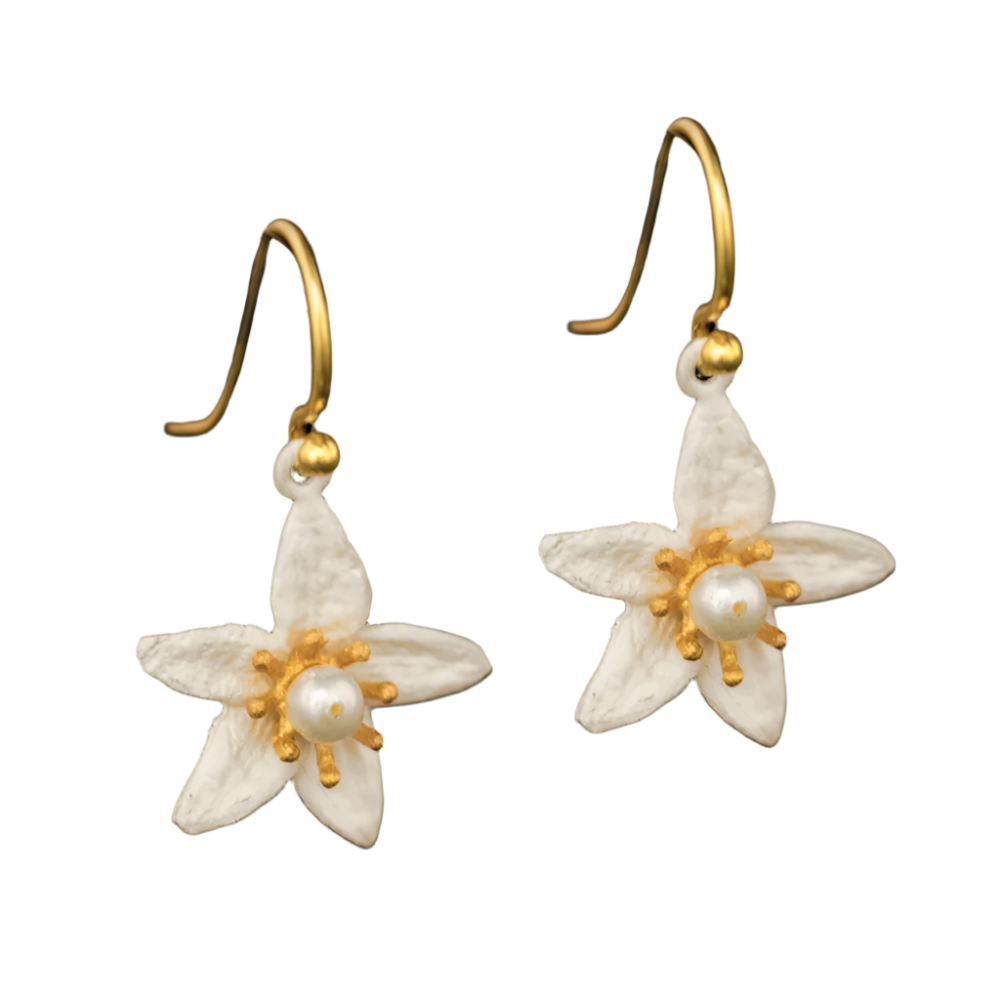 Orange Blossom Flower Wire Earrings