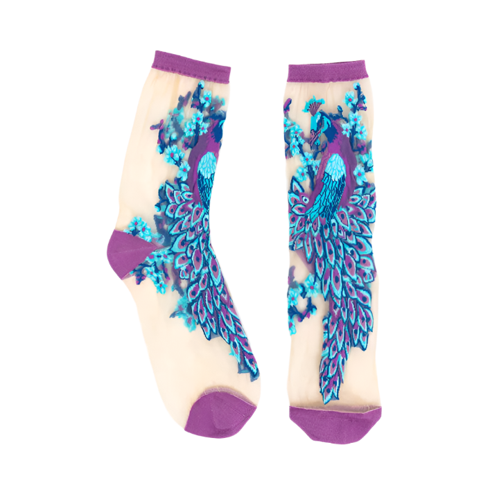 Aquamarine Peacock Sheer Socks