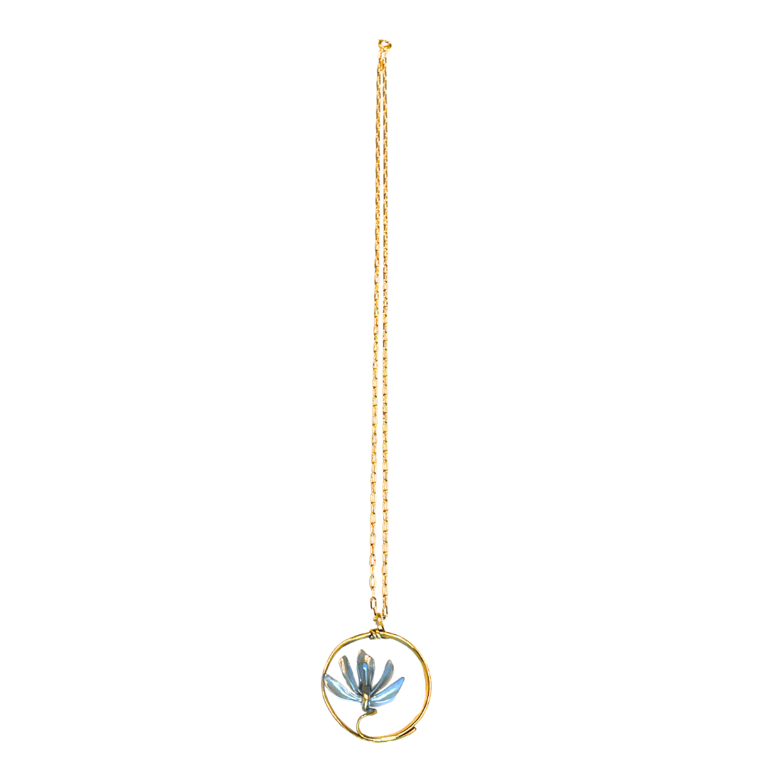 Blue Lavish Lotus Necklace