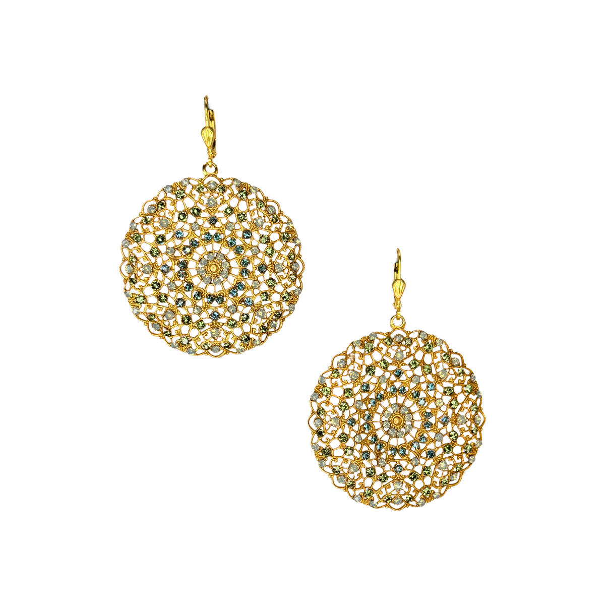 Turquoise & Aqua Crystal Filigree Earrings