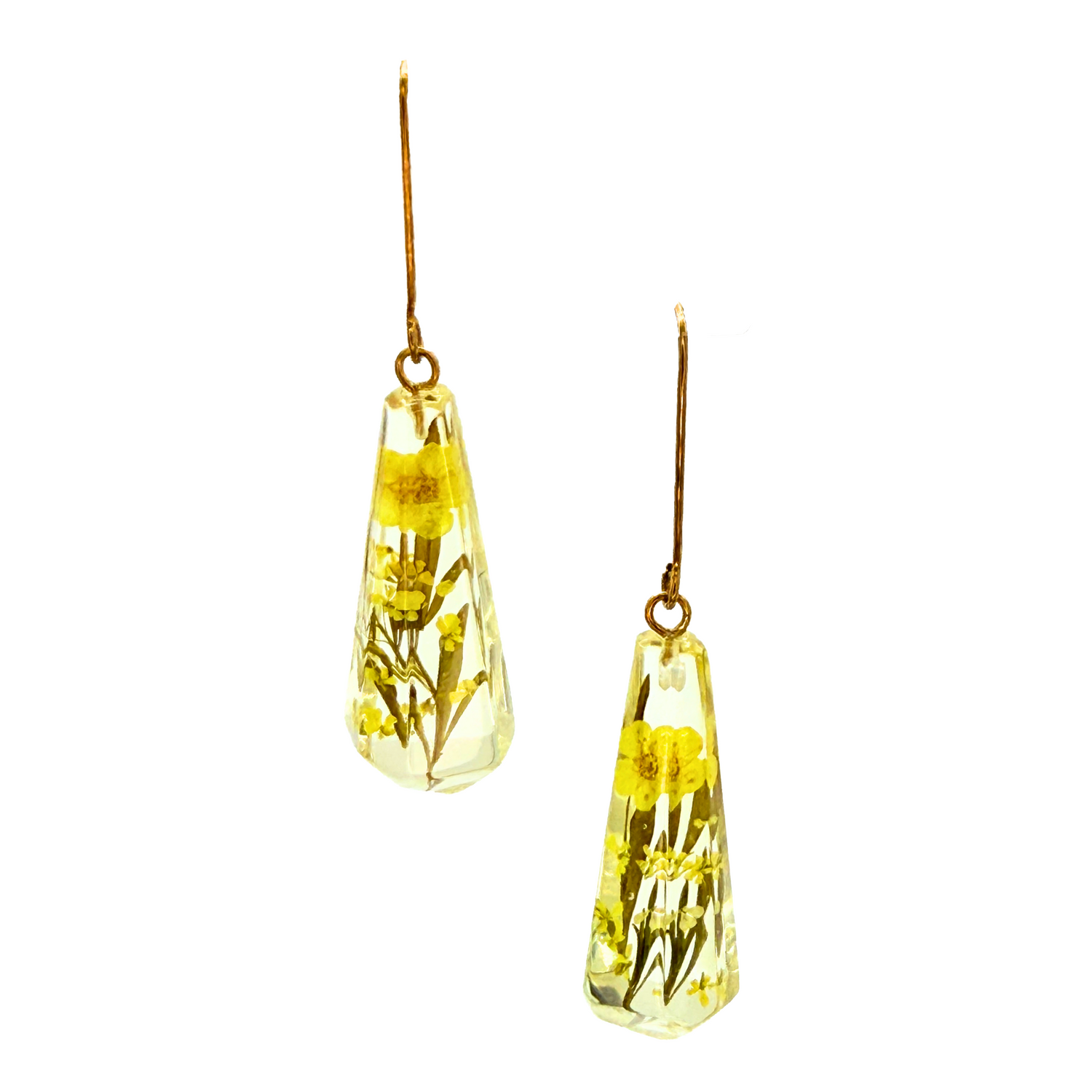 Yellow Poppies Trapezoid Earrings