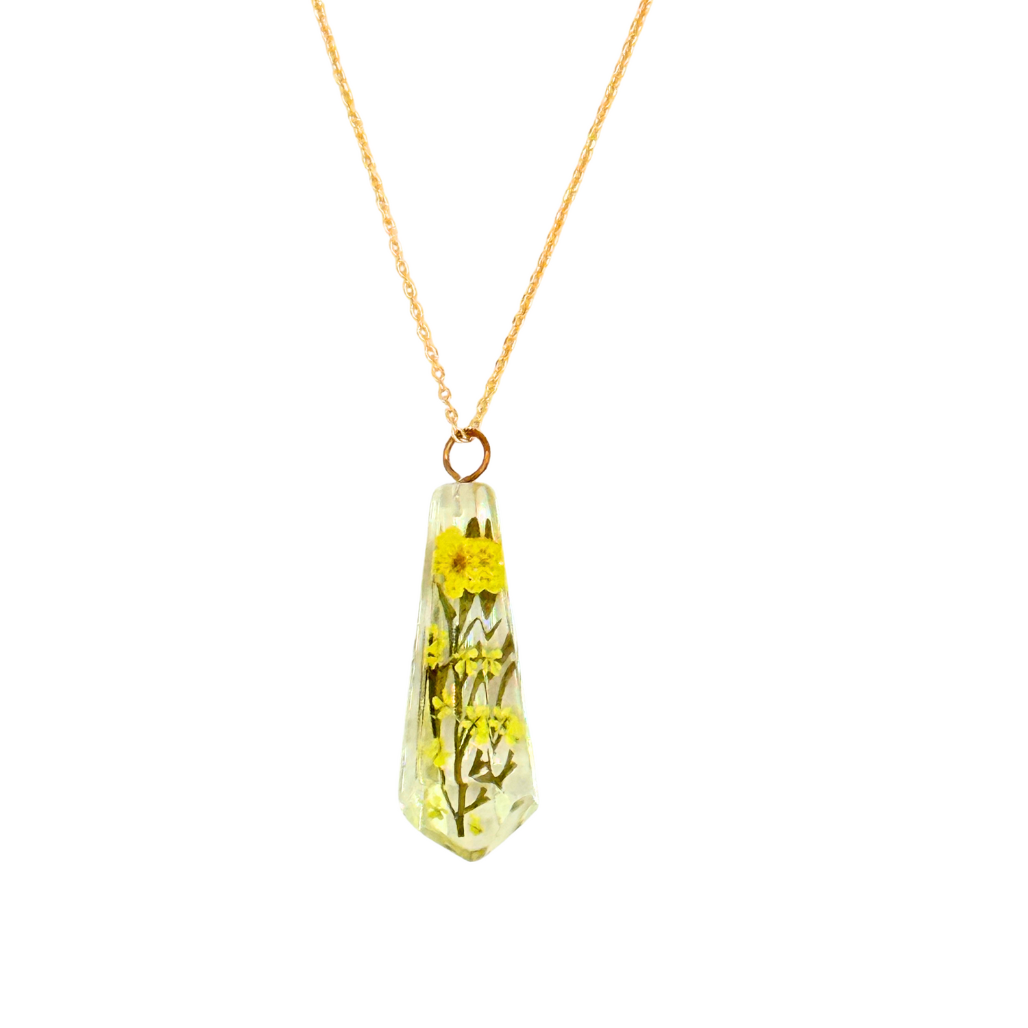 Yellow Poppies Trapezoid Necklace