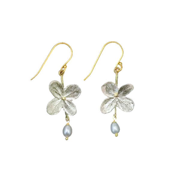 White Hydrangea Petite Wire Earrings