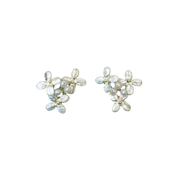 White Hydrangea Post Earrings