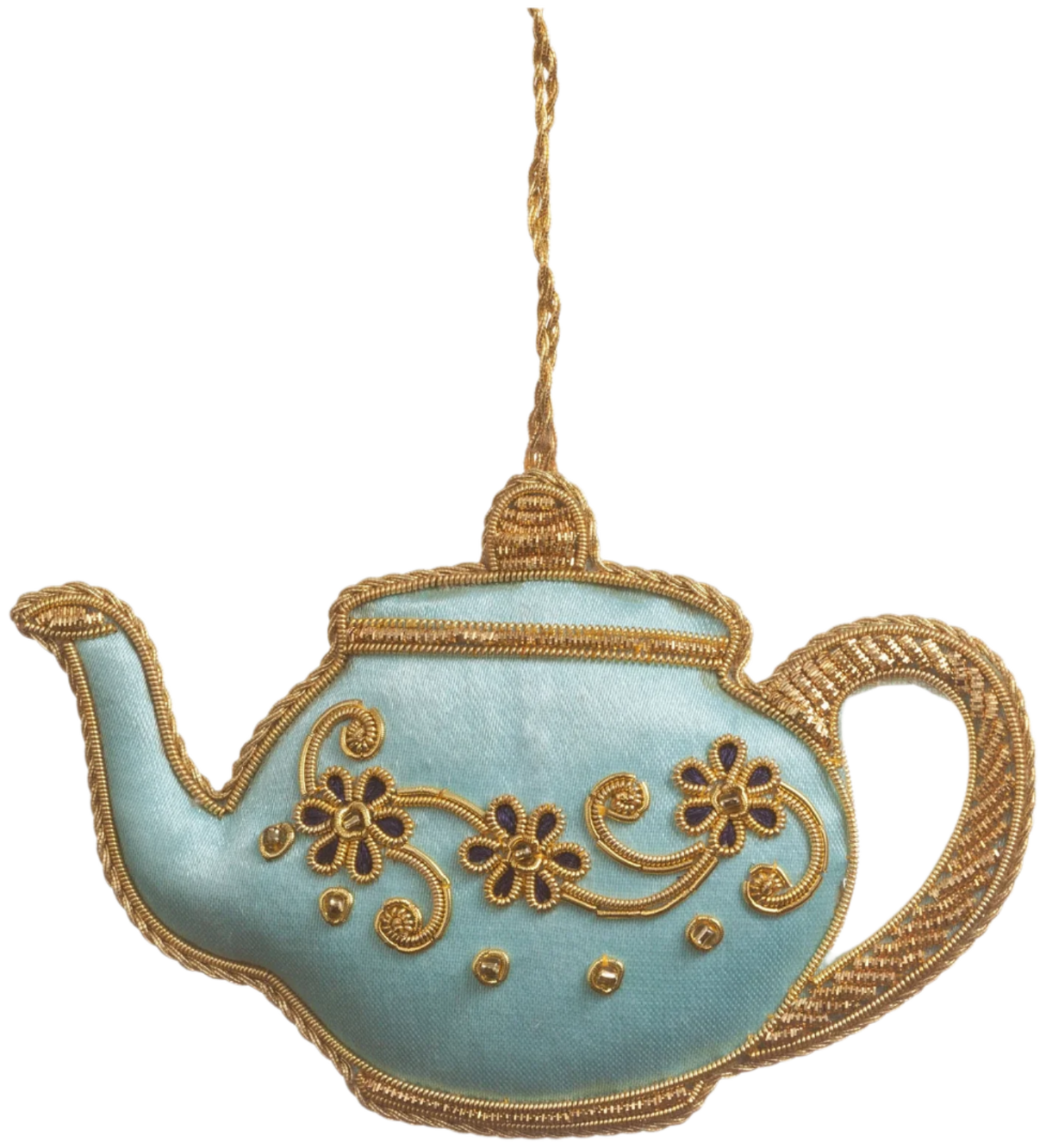 Blue Satin Teapot Ornament