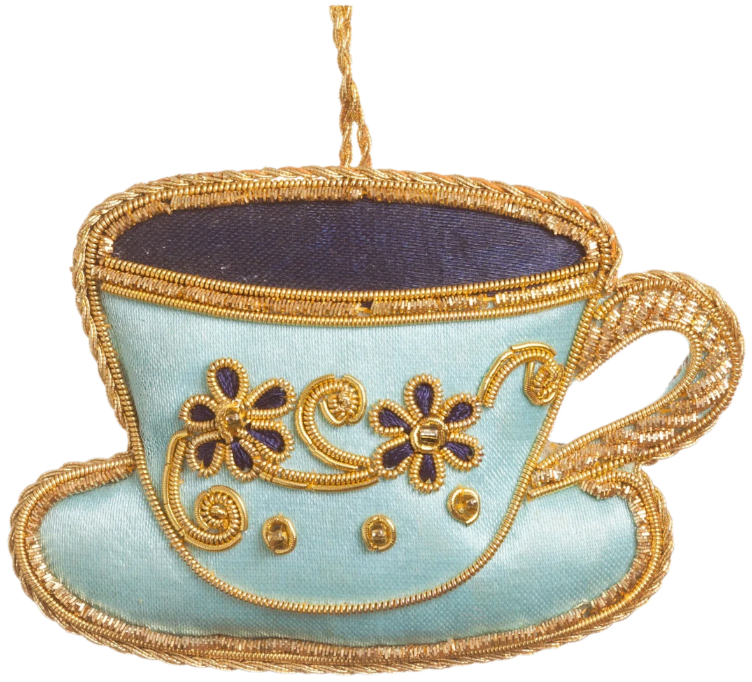 Blue Satin Teacup Ornament