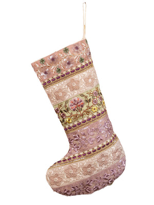 Vintage Amethyst Lace Fireplace Stocking