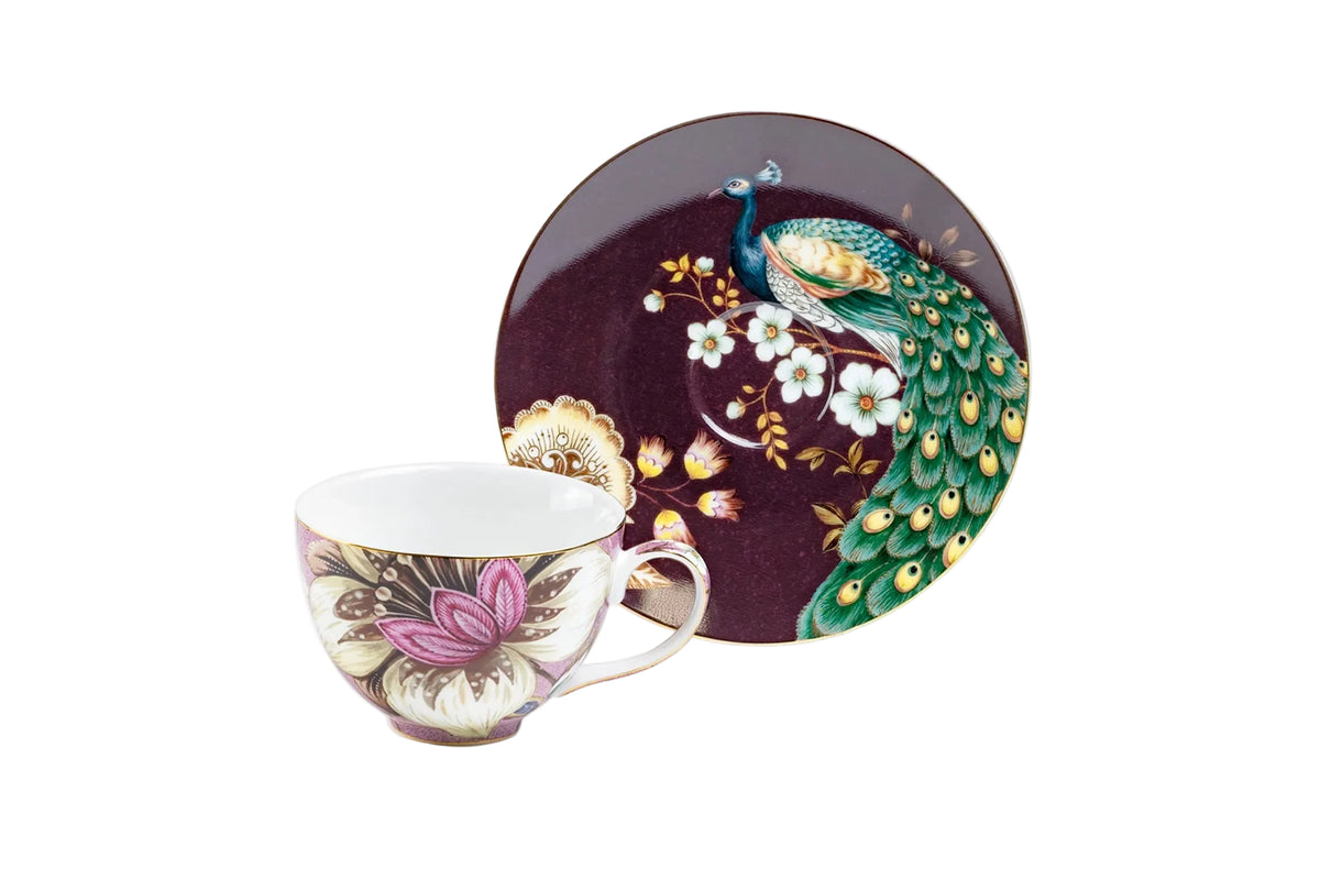 Peacock Lotus Garden Cup & Saucer Set