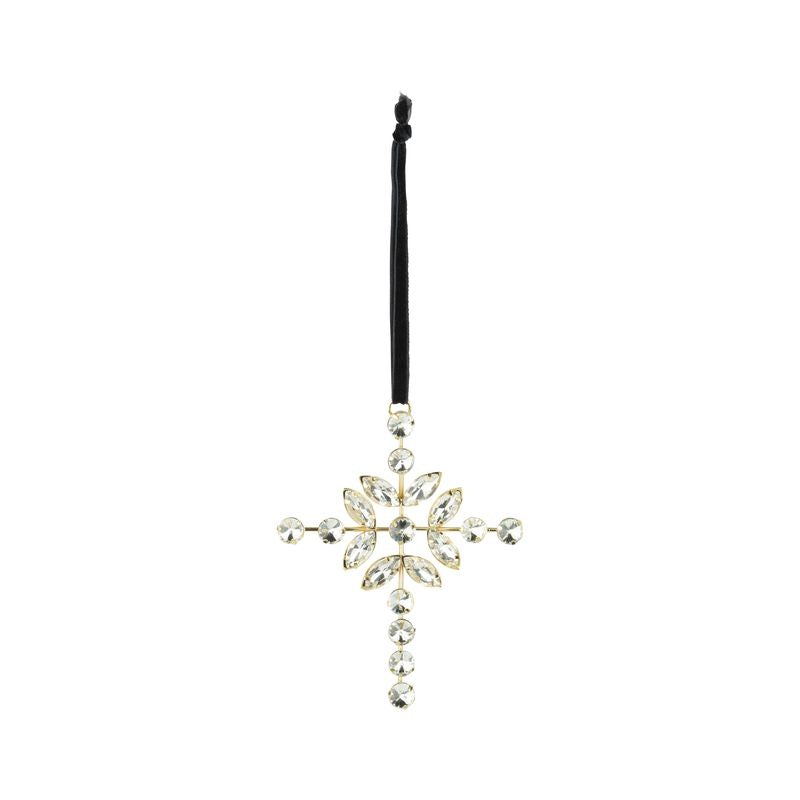Silver Jeweled Cross Ornament