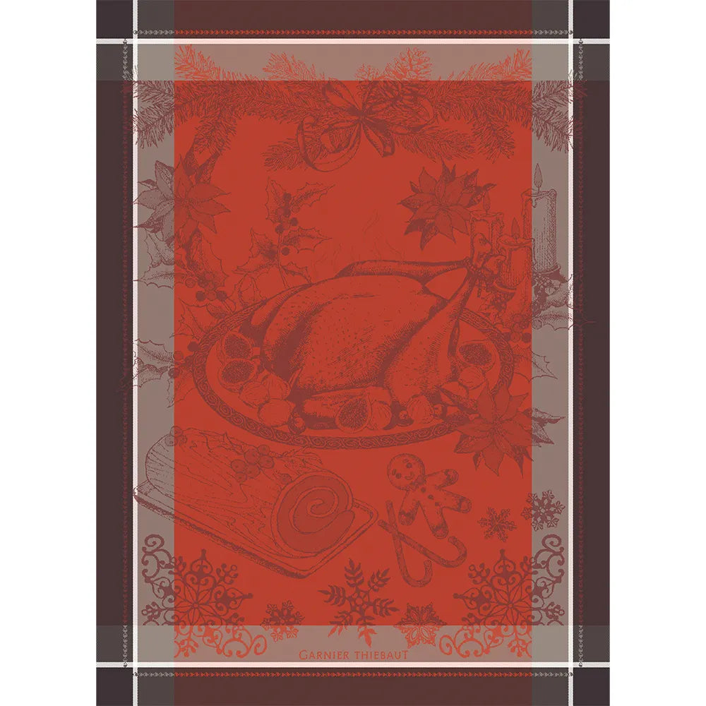 Dinde De Noel Vermillon Jacquard Kitchen Towel