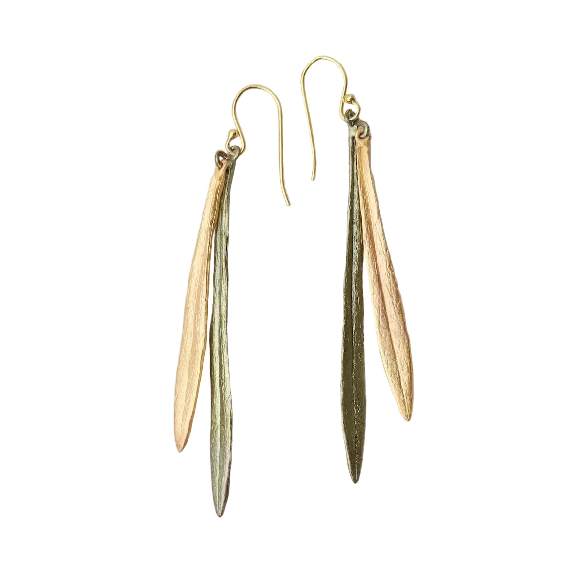 Leaf & Bud Long Wire Earrings