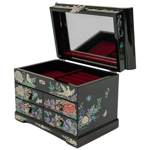 Exquisite Peacock Mother of Pearl Inlaid Jewelry Box