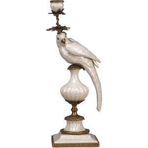 Left-Facing White Parrot Candlestick Holder