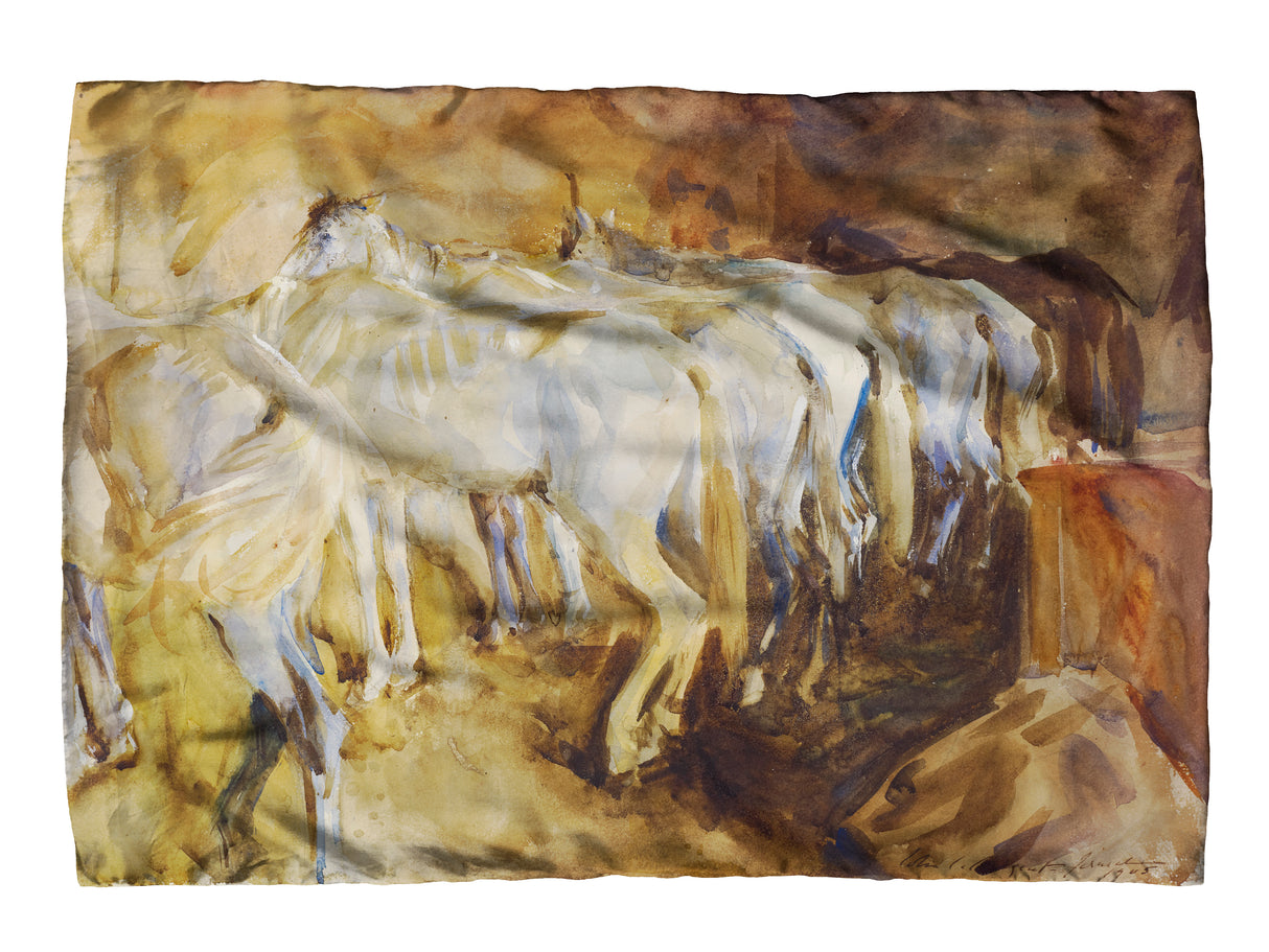 Bus Horses in Jerusalem Silk Scarf