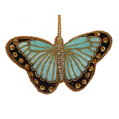 Turquoise Satin Butterfly Ornament